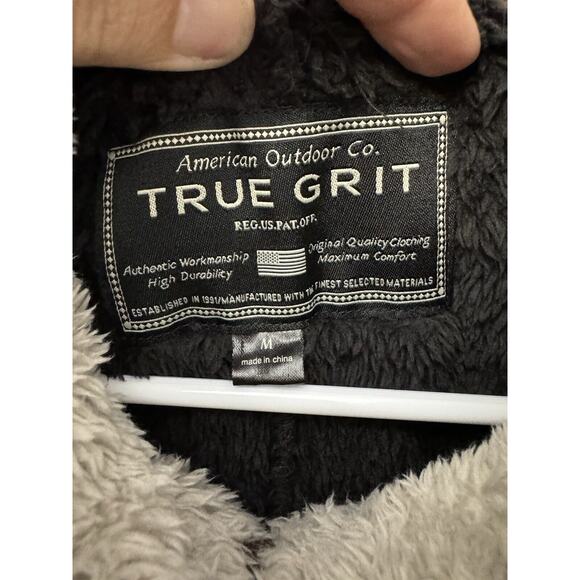 True Grit Sherpa Fleece Faux Fur 1/4 Zip Jacket Pullover Brown-Gray‎ Size Medium - Picture 3 of 4